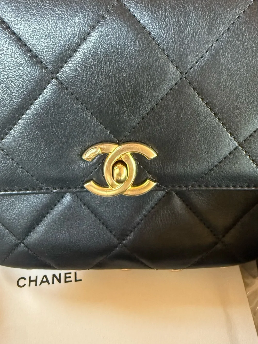 CHANEL Black Quilted Leather Mini Crossbody with Gold Hardware